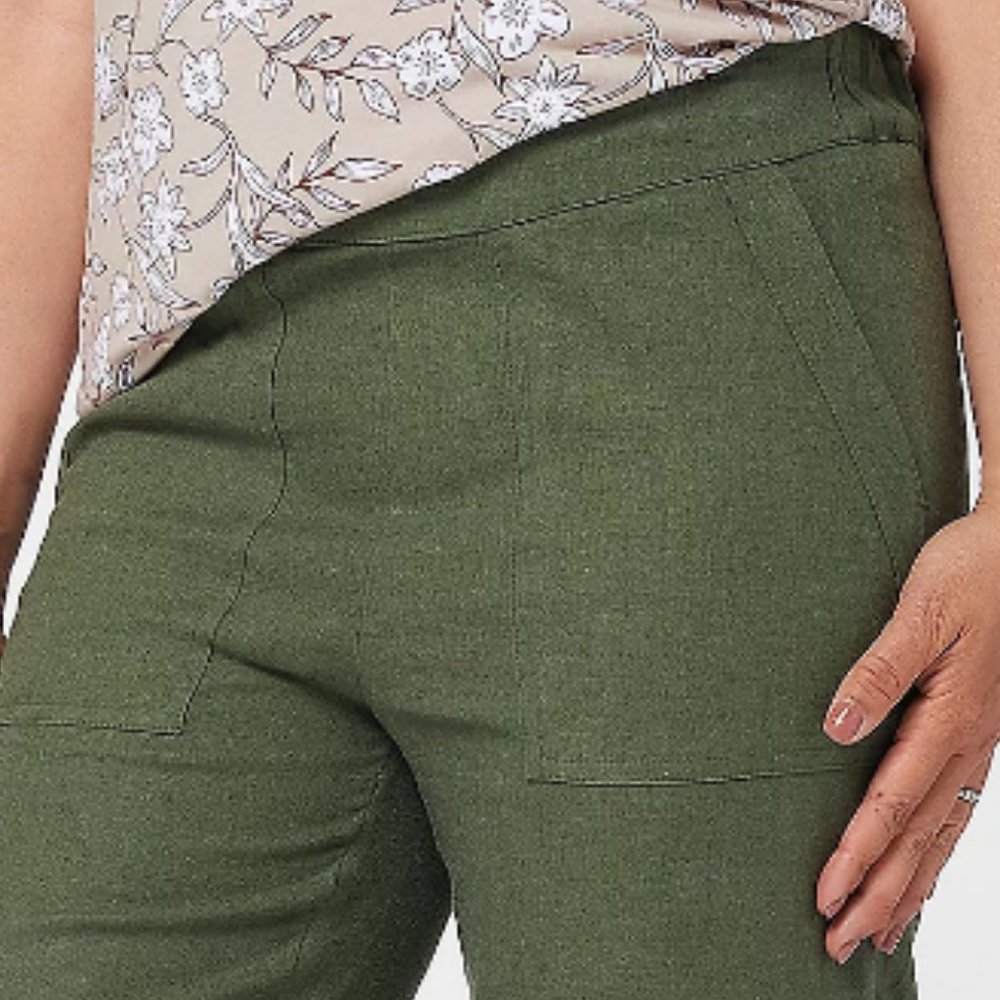 Denim & Co Naturals Linen Blend Cinched Ankle Pants NAVY  12799 - Picture 3 of 4